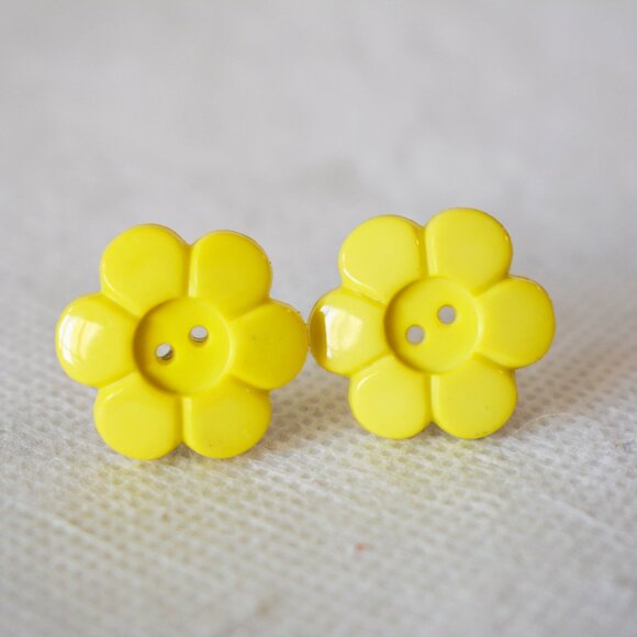Yellow Flower Statement Stud Earrings - Picture 1 of 5